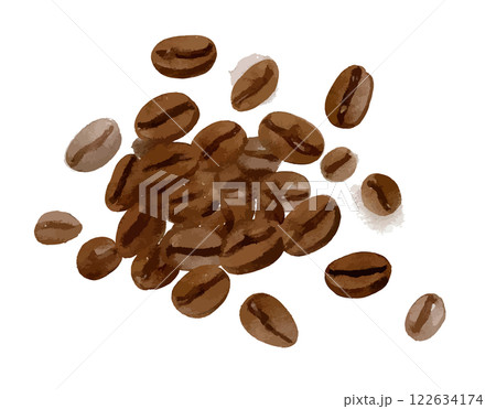 コーヒー豆の水彩イラスト　生成AI 122634174