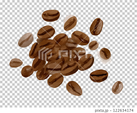 コーヒー豆の水彩イラスト　生成AI 122634174