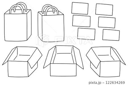 ゆるめシンプルな断捨離セット（文字なし）線画 122634269