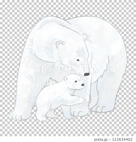 シロクマの親子の手書きイラスト シロクマの親子の手書きイラスト 122634402