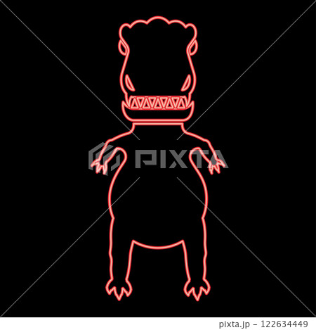 Neon evil dinosaur red color vector illustration image flat style 122634449