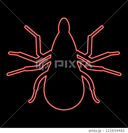 Neon tick mite red color vector illustration image flat style Neon tick mite red color vector illustration image flat style 122634481