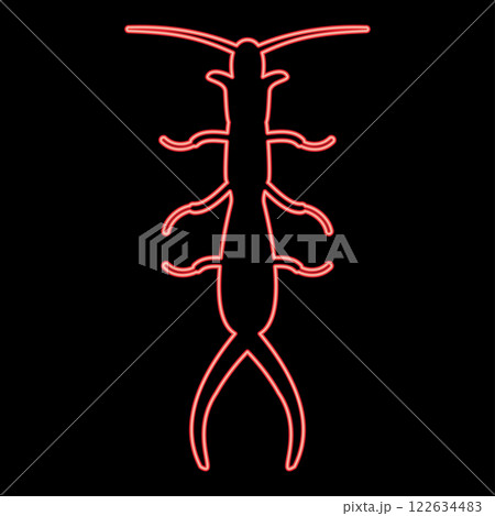 Neon earwig red color vector illustration image flat style Neon earwig red color vector illustration image flat style 122634483