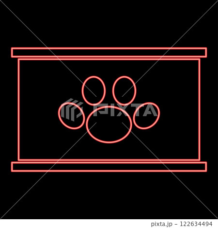 Neon canned pet food can dog care red color vector illustration image flat style 122634494