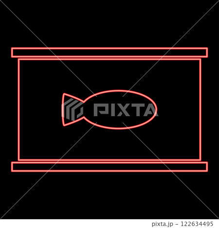 Neon canned pet food can cat care red color vector illustration image flat style 122634495