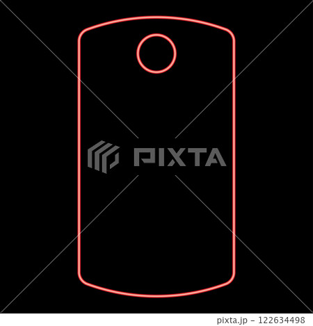 Neon dog tag military soldier animal tokens for collar red color vector illustration image flat style 122634498