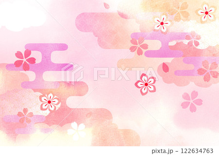 ピンクの美しい桜の背景イラスト ピンクの美しい桜の背景イラスト 122634763