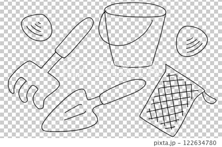 ゆるめシンプル潮干狩りセット　線画 122634780