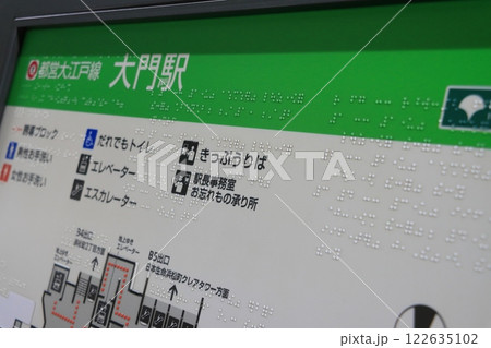 駅の施設の点字表示　ホームドアの車両番号と点字表示 122635102