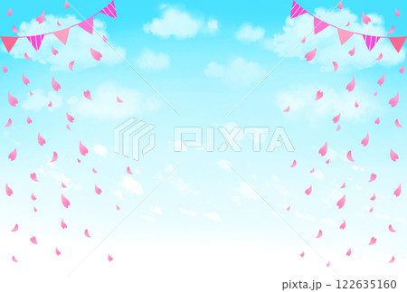 春 イベントフレーム 桜吹雪と青空 春 イベントフレーム 桜吹雪と青空 122635160