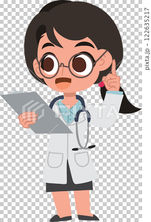 Adorable female physician doctor character holding a patient file 122635217