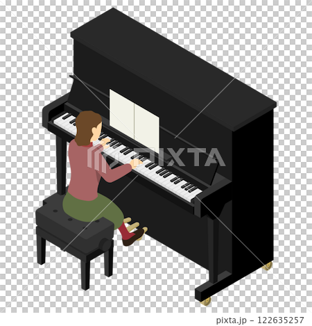 Isometric illustration: A woman playing the piano 122635257