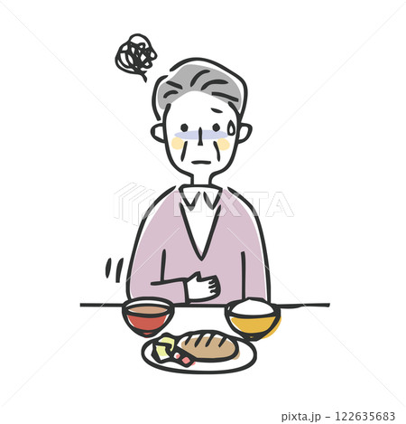 食欲のないシニア男性 食欲のないシニア男性 122635683
