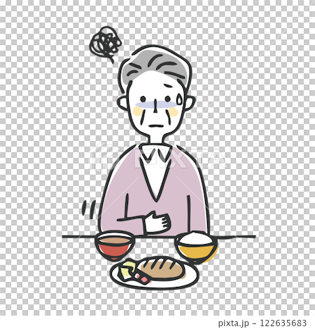 食欲のないシニア男性 食欲のないシニア男性 122635683