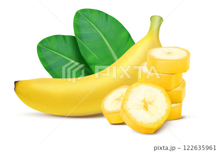 バナナ イラスト リアル 白バック バナナ イラスト リアル 白バック 122635961