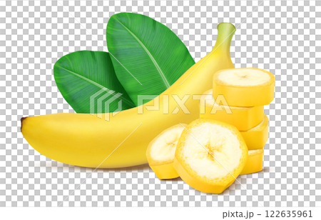 バナナ イラスト リアル 白バック バナナ イラスト リアル 白バック 122635961