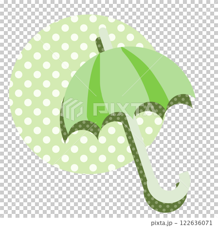 Yellow-green polka dots and umbrella 122636071