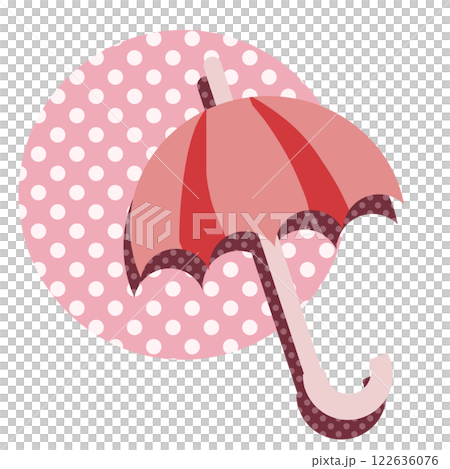 Red polka dots and umbrella 122636076
