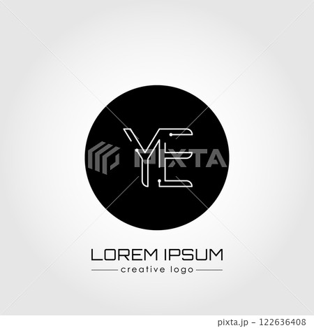 The creative logo is the letter Y and E. A design element of a logo, business card, corporate sign or monogram. The idea of a thematic design 122636408