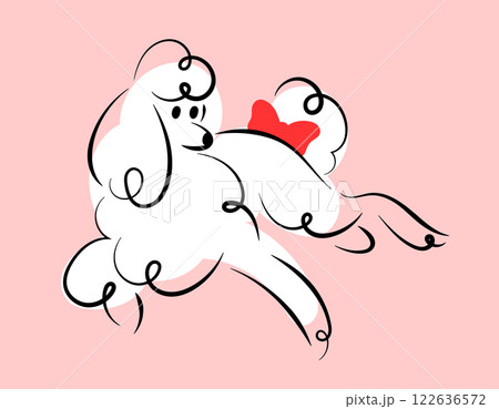 Illustration of a white poodle in hand-drawn style. Cute girly print for t-shirt 122636572