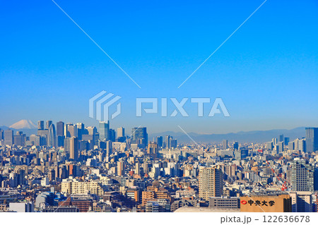 東京都新宿区、富士山と新宿副都心超高層ビル郡の風景 122636678