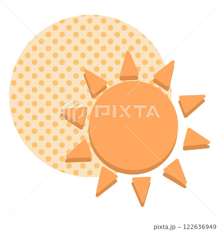 うすいオレンジ色の水玉柄と太陽 122636949