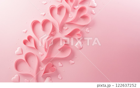 Happy Mother's day, Valentine and Women's Day decoration concept made from paper heart on pastel background. Happy Mother's day, Valentine and Women's Day decoration concept made from paper heart on pastel background. 122637252