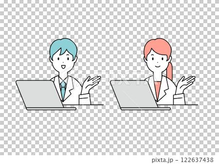 Illustration material of a doctor providing online medical care 122637438