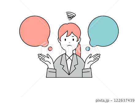 悩むビジネスウーマンのイラスト素材 122637439