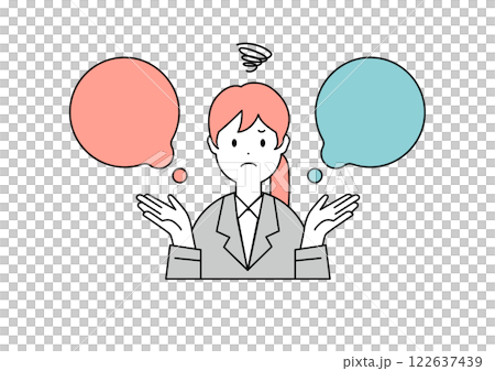 悩むビジネスウーマンのイラスト素材 122637439