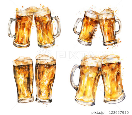 Bavarian flag watercolor illustration for Octoberfest celebration. 122637930