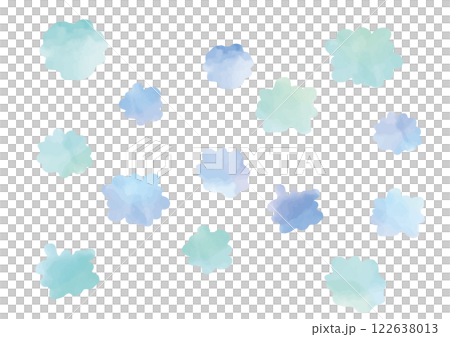 Watercolor, smudge, water drops, cool, decoration, background, pop, blue, mint green 122638013