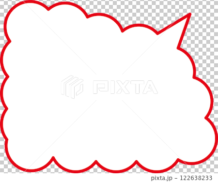 左下ふわふわ吹き出し赤 122638233