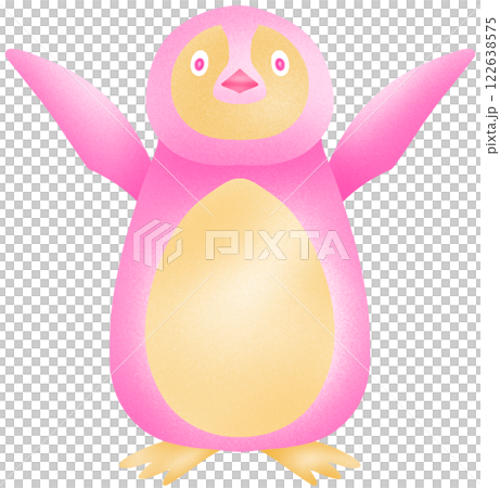 Cute pastel pink baby penguin with blue flower 122638575