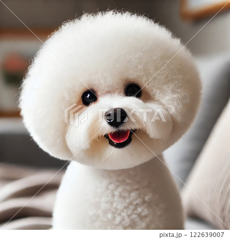 ソファに座る仔犬 122639007