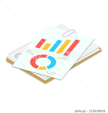3D Isometric Flat Vector Set of Folders With Files, Business Paperwork. Item 3 122639626