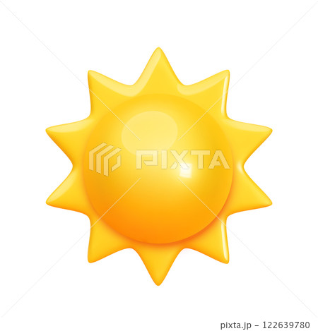 Yellow glossy sun icon with rays in realistic style Yellow glossy sun icon with rays in realistic style 122639780