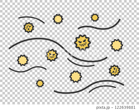 Illustration of a flying pollen character (line drawing) Illustration of a flying pollen character (line drawing) 122639881