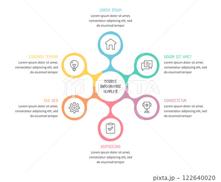 Hand Drawn Circular Chart with 6 Elements 122640020