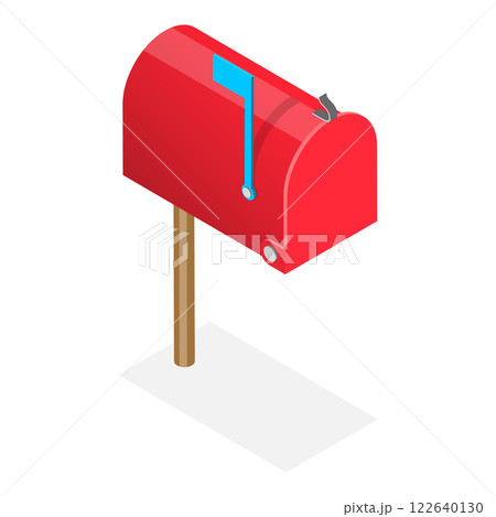 3D Isometric Flat Vector Set of Mailboxes, Post Elements. Item 6 122640130