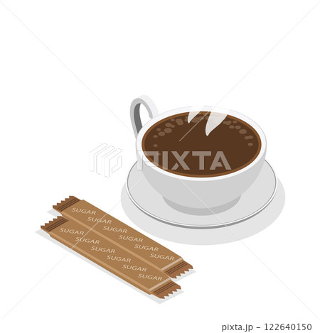 3D Isometric Flat Vector Set of Coffee Beverages, Different Drink Types. Item 7 122640150