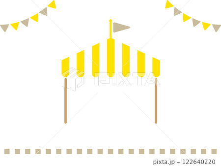 テントとガーランドや旗のアイコン ベクターイラストタイトル背景 イベント用ポスター素材 ナチュラルで テントとガーランドや旗のアイコン ベクターイラストタイトル背景 イベント用ポスター素材 ナチュラルで 122640220