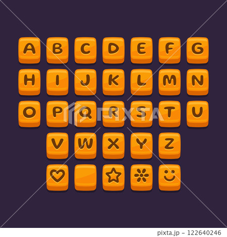 Alphabet ABC Icon set on Dark Background. Vector Alphabet ABC Icon set on Dark Background. Vector 122640246
