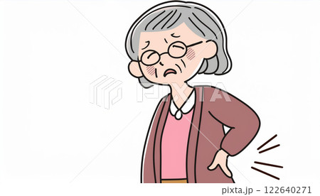 腰痛に苦しむ高齢者 122640271