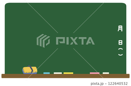 何も書かれていない黒板 黒板消し チョーク ベクター素材 122640532