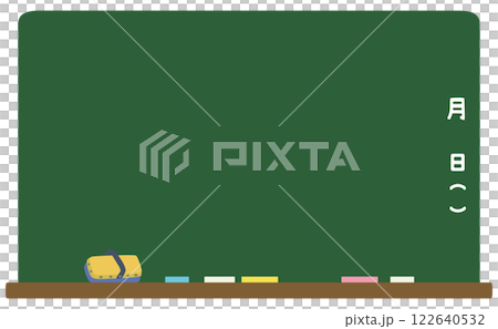 何も書かれていない黒板 黒板消し チョーク ベクター素材 122640532
