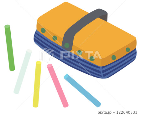 黒板消しとチョークのイラストセット ベクター素材 122640533