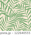 Seamless vector pattern palm dypsis leaves. Summer palm leaves tropical fabric design. Dypsis lutescens seamless pattern. Vector endless illustration. 122640555