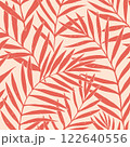 Seamless vector pattern palm dypsis leaves. Summer palm leaves tropical fabric design. Dypsis lutescens seamless pattern. Vector endless illustration. 122640556