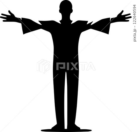 silhouette of businessman, black silhouette of a man with his arms outstretched vector 122640594